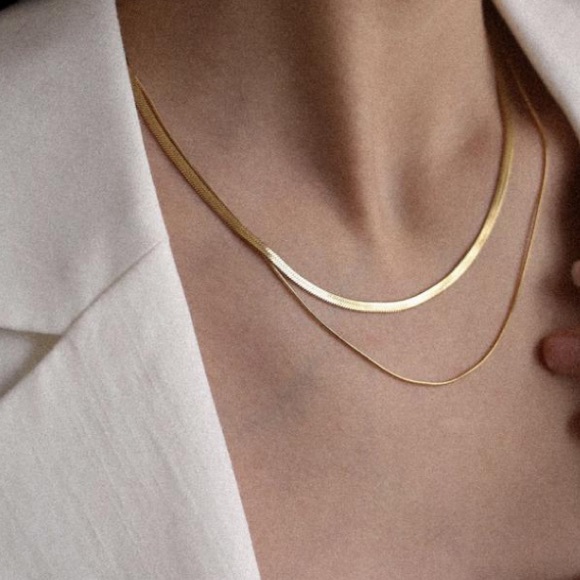 18K gold plated double chain necklace - Picture 1 of 3